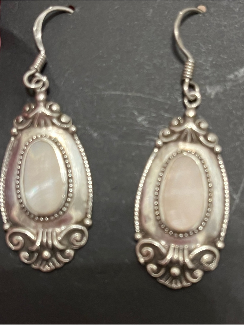 Vintage BOMA 925 Sterling Silver Scroll Drop Earrings - Picture 2 of 12